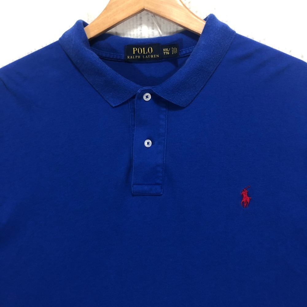 Polo Ralph Lauren Mens XXL Royal Blue Short Sleeve Cotton Polo Shirt Red Pony